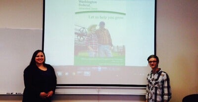 Marketing students ready to give a presentation.